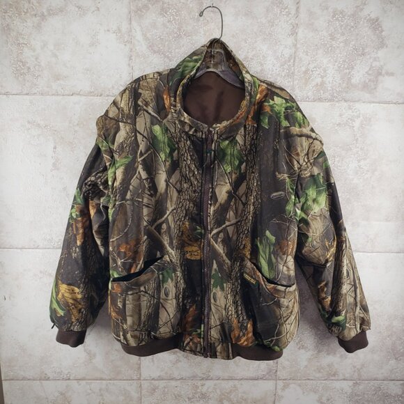 2 in 1 Camo Full Zip RealTree Remington Reversible Jacket Size L Zip Off Sleeves - Picture 1 of 11